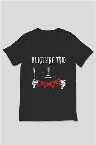 Alkaline Trio Siyah Unisex V Yaka Tişört T-Shirt