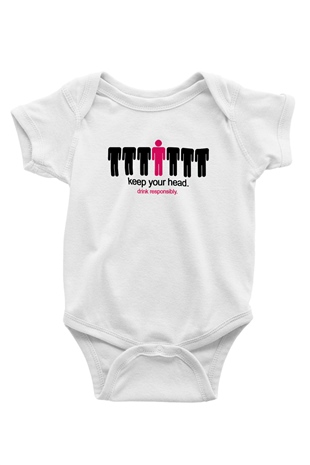Alkol Baskılı Beyaz Unisex Bebek Body - Zıbın