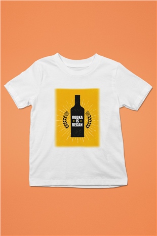 Alkol Baskılı Beyaz Unisex Çocuk Tişört