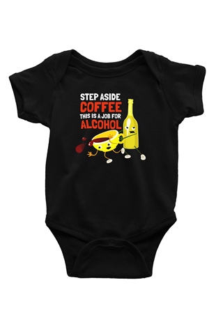 Alkol Baskılı Siyah Bebek Body - Zıbın