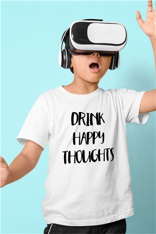 Alkol Beyaz Unisex Çocuk Tişört