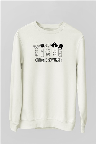 Alkol Beyaz Unisex Sweatshirt