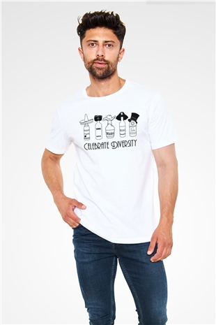 Alkol Beyaz Unisex Tişört T-Shirt - TişörtFabrikası