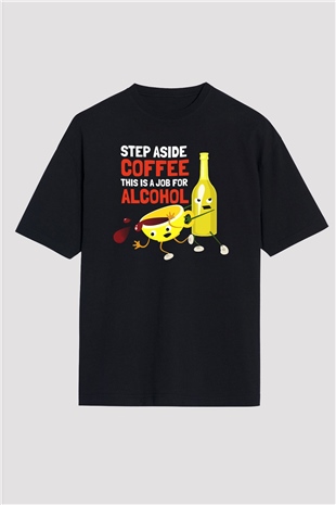 Alkol Siyah Unisex Oversize Tişört T-Shirt
