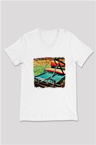 All-American Rejects Baskılı Unisex Beyaz V Yaka Tişört