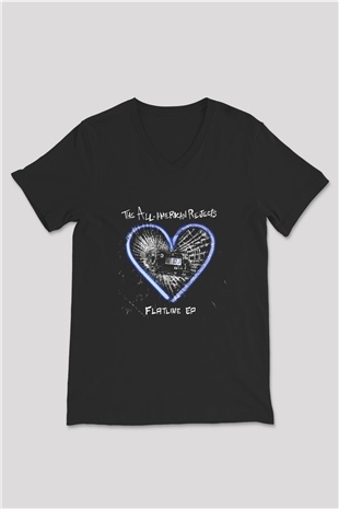 All-American Rejects Baskılı Unisex Siyah V Yaka Tişört