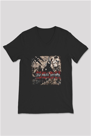 All Shall Perish Baskılı Unisex Siyah V Yaka Tişört