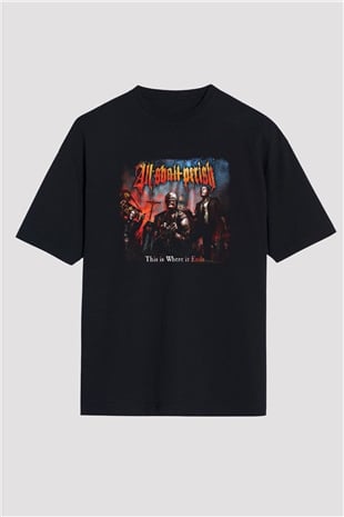 All Shall Perish Baskılı Unisex Siyah Oversize Tişört