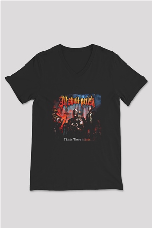 All Shall Perish Baskılı Unisex Siyah V Yaka Tişört