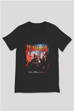 All Shall Perish Siyah Unisex V Yaka Tişört T-Shirt
