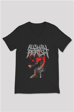 All Shall Perish Siyah Unisex V Yaka Tişört T-Shirt