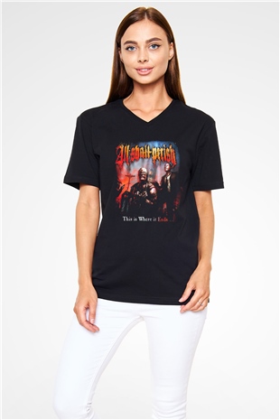 All Shall Perish Siyah Unisex V Yaka Tişört T-Shirt