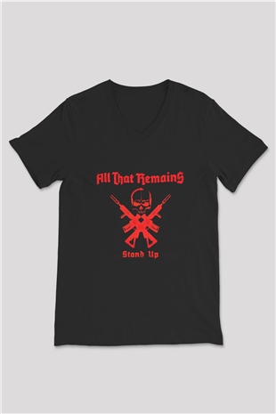 All That Remains Baskılı Unisex Siyah V Yaka Tişört