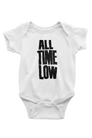 All Time Low Baskılı Beyaz Unisex Bebek Body - Zıbın