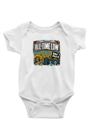 All Time Low Baskılı Unisex Beyaz Bebek Body - Zıbın