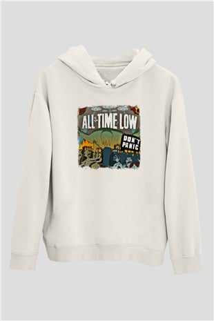 All Time Low Baskılı Unisex Beyaz Hoodie