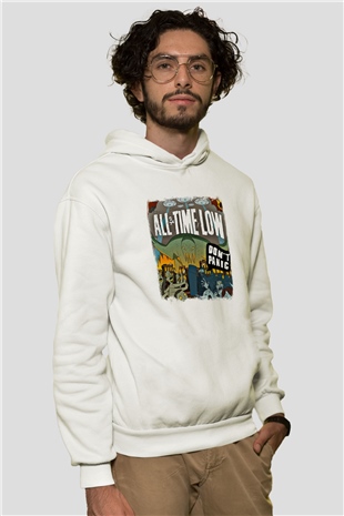 All Time Low Baskılı Unisex Beyaz Hoodie