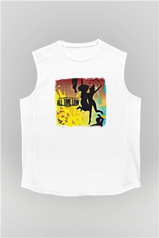 All Time Low Baskılı Unisex Beyaz Kolsuz Tişört