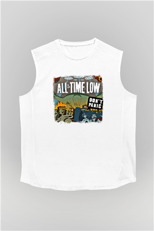 All Time Low Baskılı Unisex Beyaz Kolsuz Tişört