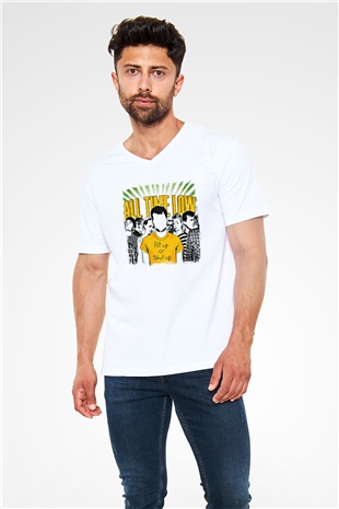All Time Low Baskılı Unisex Beyaz V Yaka Tişört
