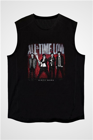 All Time Low Baskılı Unisex Siyah Kolsuz Tişört