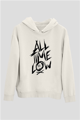 All Time Low Beyaz Unisex Kapşonlu Sweatshirt