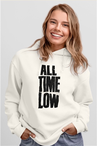 All Time Low Beyaz Unisex Kapşonlu Sweatshirt