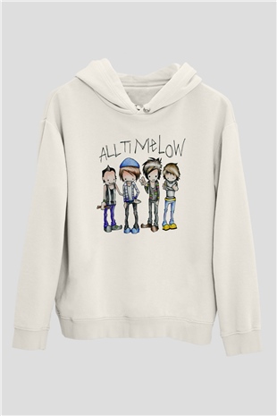 All Time Low Beyaz Unisex Kapüşonlu Sweatshirt