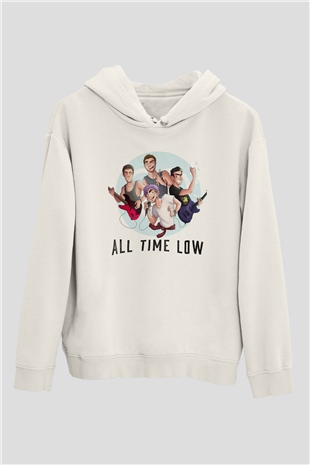 All Time Low Beyaz Unisex Kapüşonlu Sweatshirt