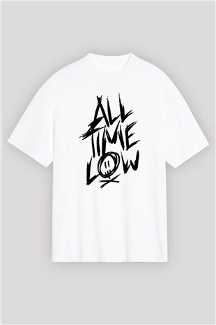 All Time Low Beyaz Unisex Oversize Tişört T-Shirt