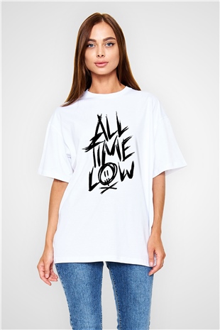 All Time Low Beyaz Unisex Oversize Tişört T-Shirt