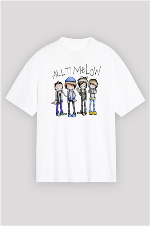 All Time Low Beyaz Oversize Tişört Oversize T-shirt - TişörtFabrikası