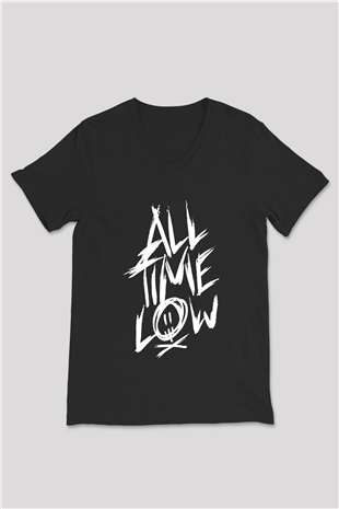All Time Low Siyah Unisex V Yaka Tişört T-Shirt
