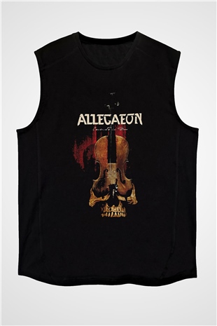 Allegaeon Baskılı Unisex Siyah Kolsuz Tişört - Tshirt