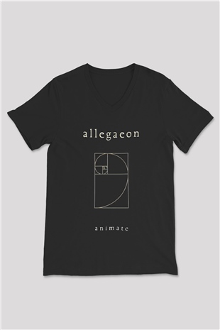 Allegaeon Baskılı Unisex Siyah V Yaka Tişört - Tshirt