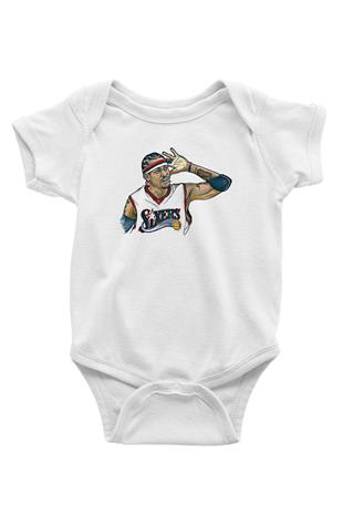 Allen Iverson Baskılı Beyaz Unisex Bebek Body - Zıbın