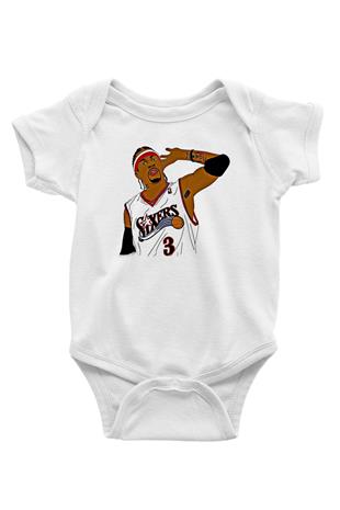 Allen Iverson Baskılı Beyaz Unisex Bebek Body - Zıbın