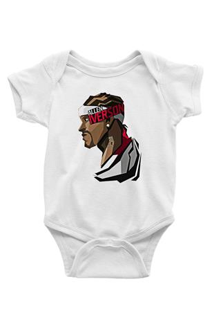 Allen Iverson Baskılı Beyaz Unisex Bebek Body - Zıbın