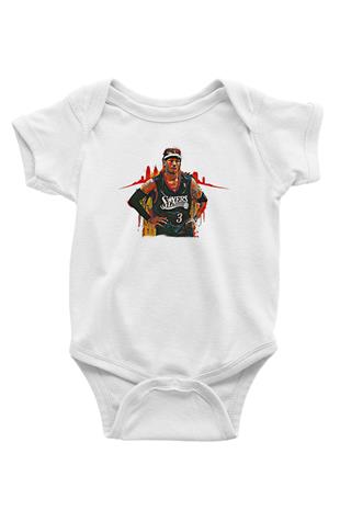 Allen Iverson Baskılı Beyaz Unisex Bebek Body - Zıbın
