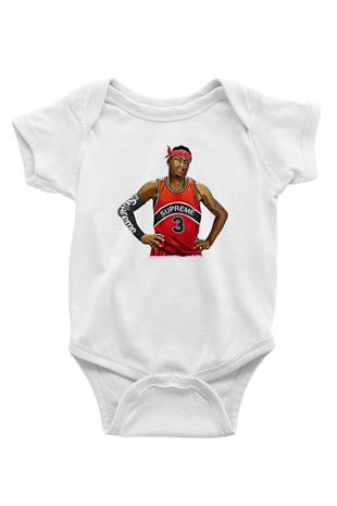 Allen Iverson Baskılı Beyaz Unisex Bebek Body - Zıbın