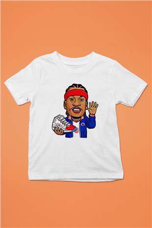Allen Iverson Baskılı Beyaz Unisex Beyaz Çocuk Tişört - Tshirt