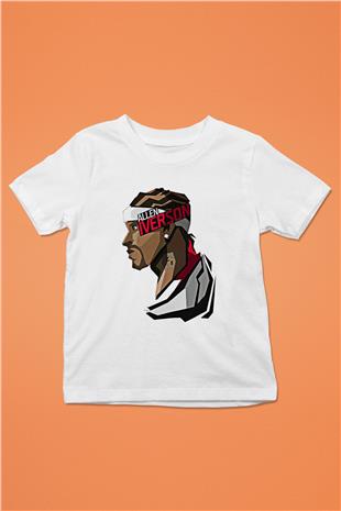 Allen Iverson Baskılı Beyaz Unisex Beyaz Çocuk Tişört - Tshirt