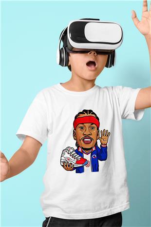 Allen Iverson Baskılı Beyaz Unisex Beyaz Çocuk Tişört - Tshirt