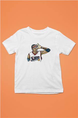 Allen Iverson Baskılı Beyaz Unisex Beyaz Çocuk Tişört - Tshirt
