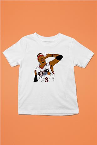 Allen Iverson Baskılı Beyaz Unisex Beyaz Çocuk Tişört - Tshirt