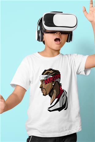 Allen Iverson Baskılı Beyaz Unisex Beyaz Çocuk Tişört - Tshirt