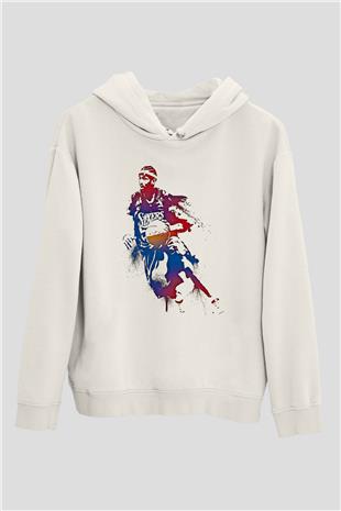 Allen Iverson Baskılı Beyaz Unisex Kapüşonlu Sweatshirt