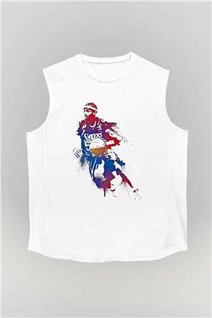 Allen Iverson Baskılı Beyaz Unisex Kolsuz Tişört - Tshirt