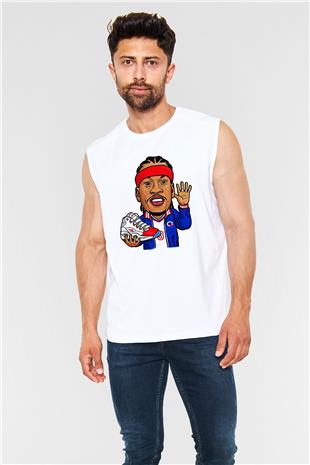 Allen Iverson Baskılı Beyaz Unisex Kolsuz Tişört - Tshirt