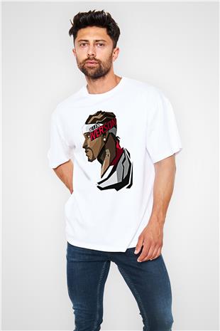 Allen Iverson Baskılı Beyaz Unisex Oversize Tişört - Tshirt